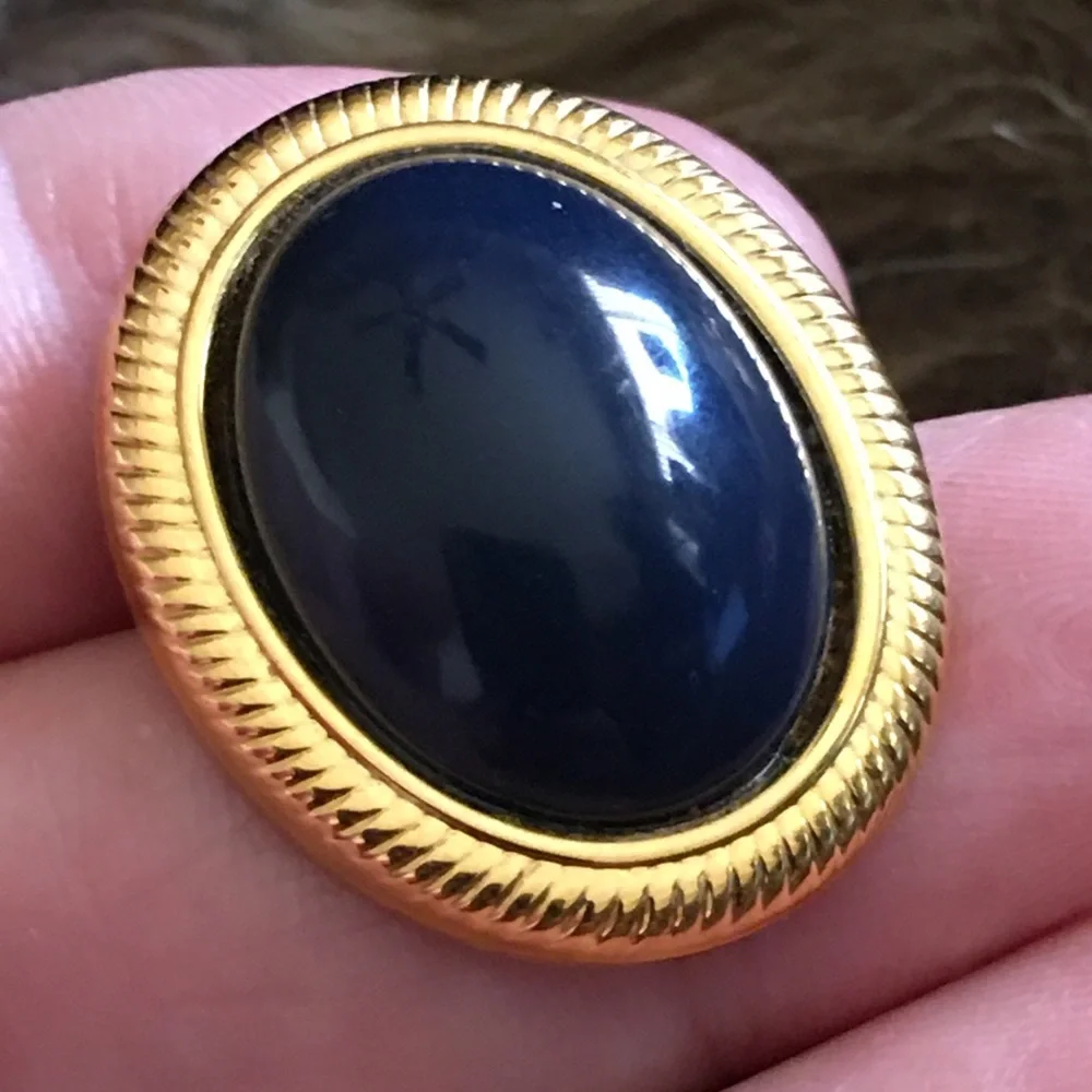 Vintage navy and gold classic style earrings